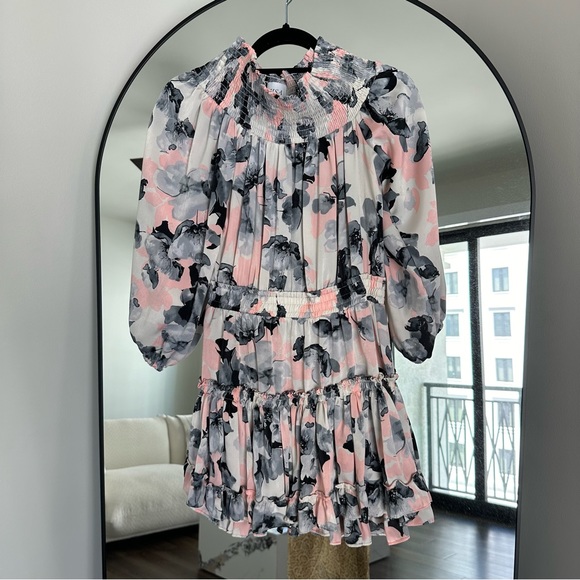 Revolve MISA Los Angeles Freesia Off-the-Shoulder Dress - Watercolor Floral - Picture 5 of 12